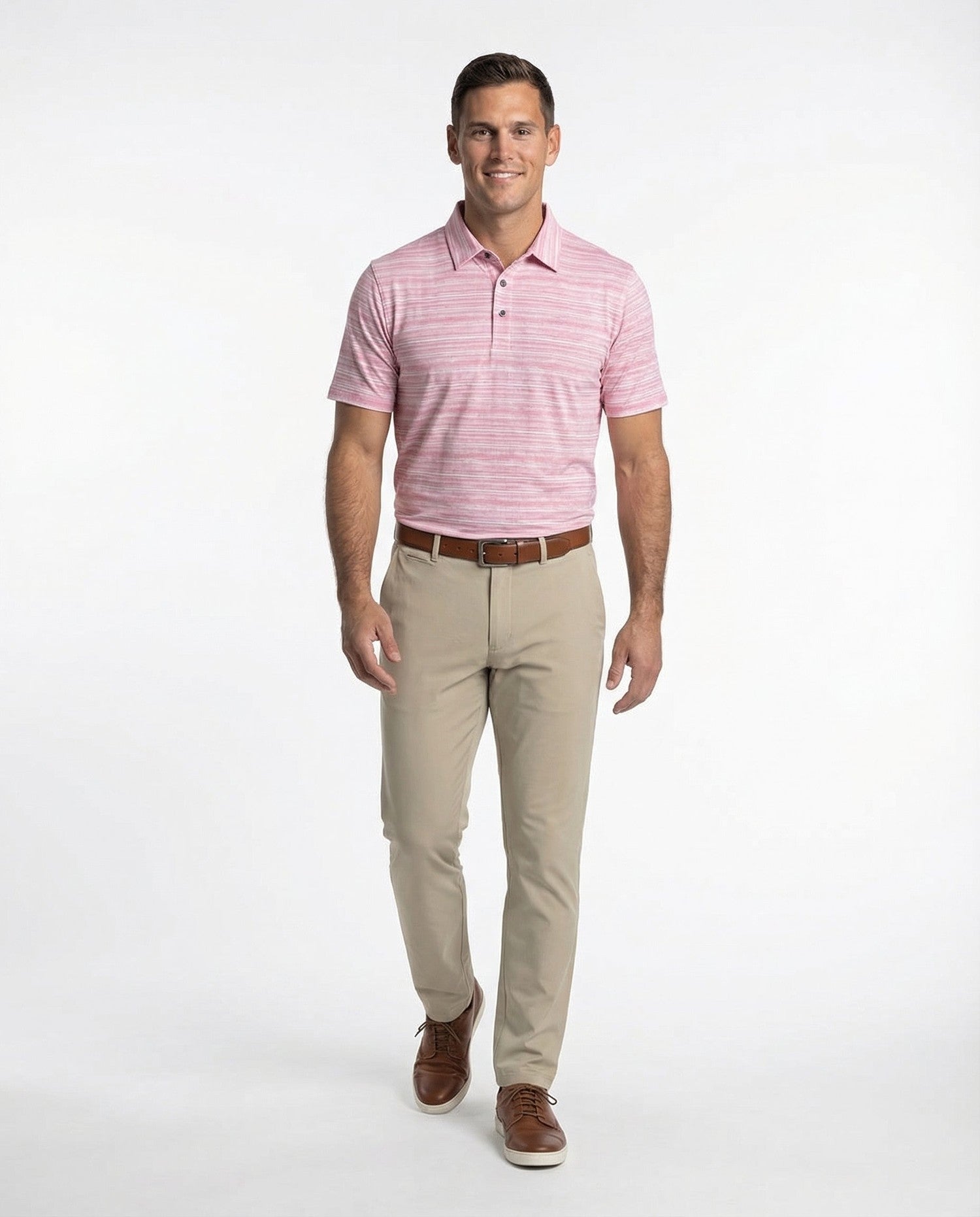Men's 3 Button Broken Stripe Pique Polo - Image 6