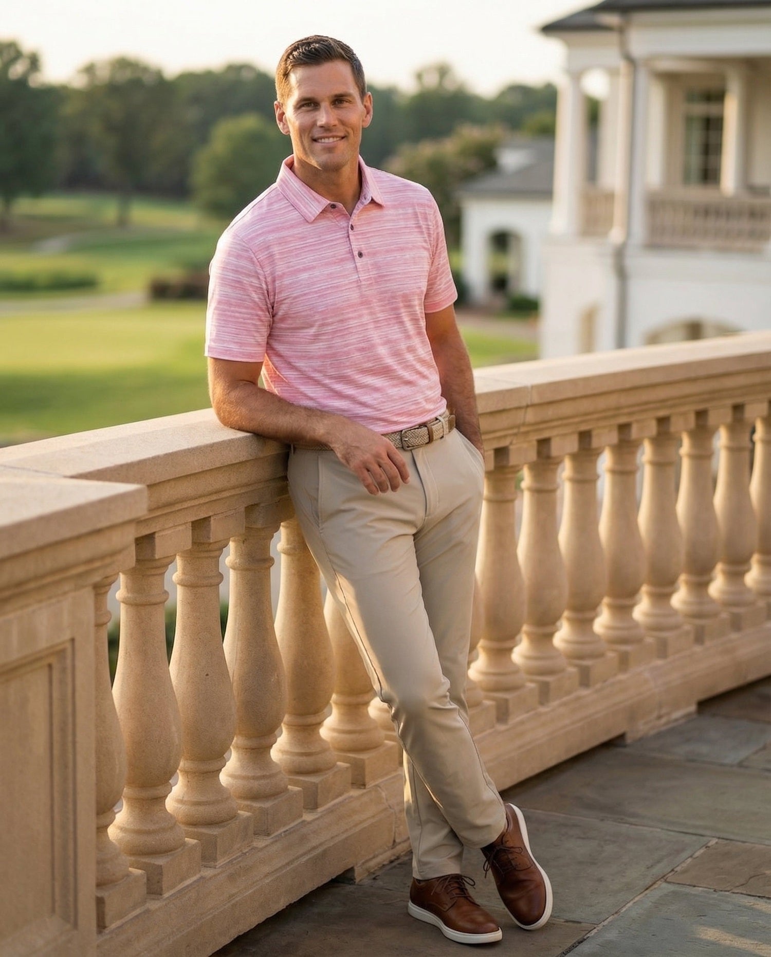 Men's 3 Button Broken Stripe Pique Polo - Image 7