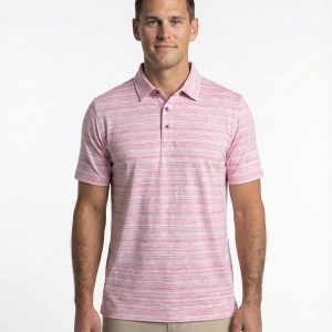 Men's 3 Button Broken Stripe Pique Polo