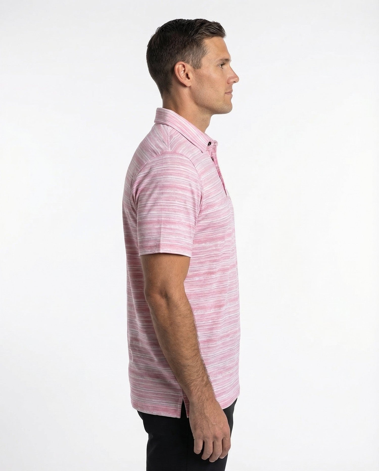 Men's 3 Button Broken Stripe Pique Polo - Image 4