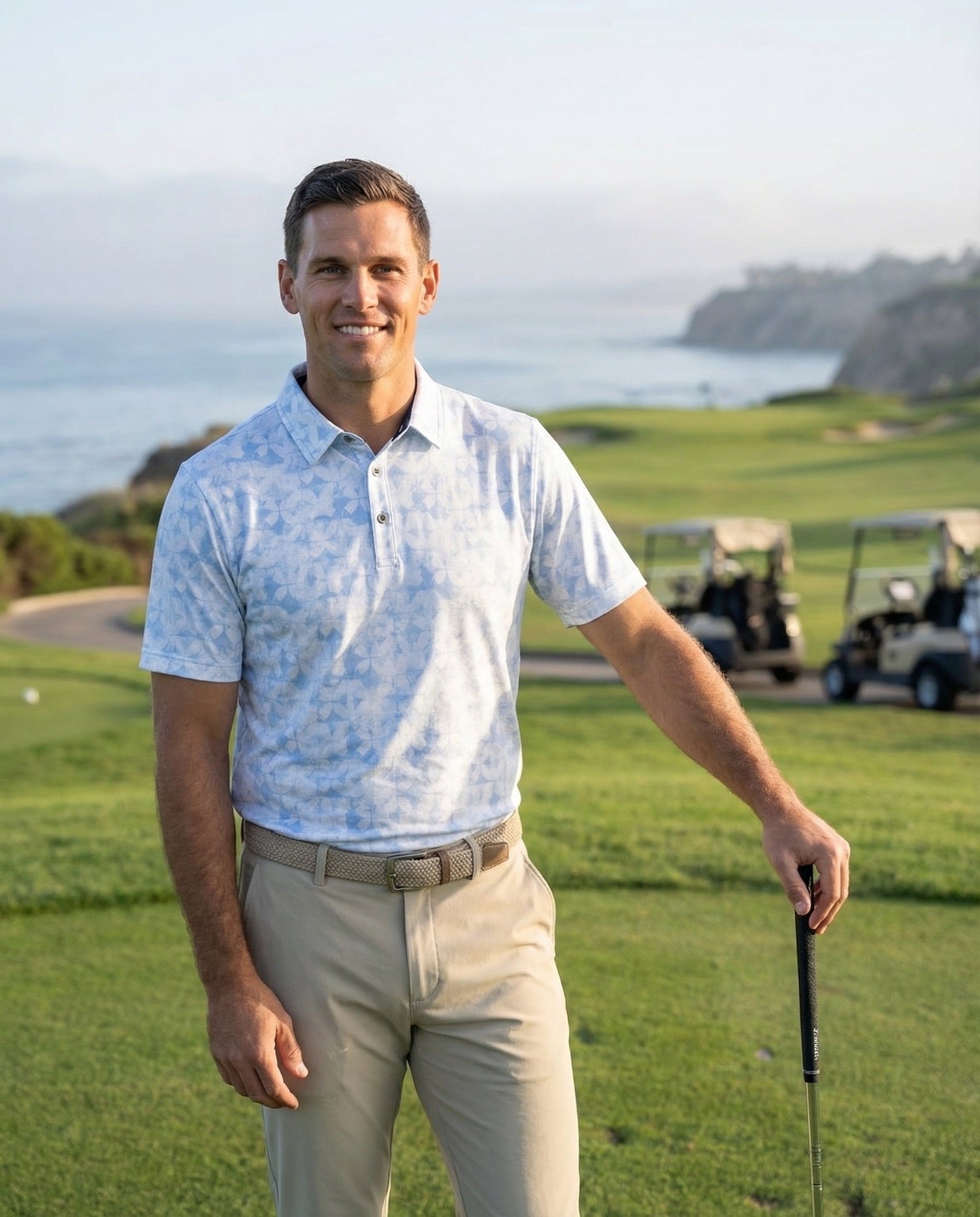Men's 3 Button Abstract Pique Polo - Image 6