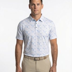 Men's 3 Button Abstract Pique Polo