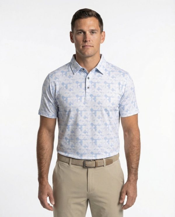 Men's 3 Button Abstract Pique Polo