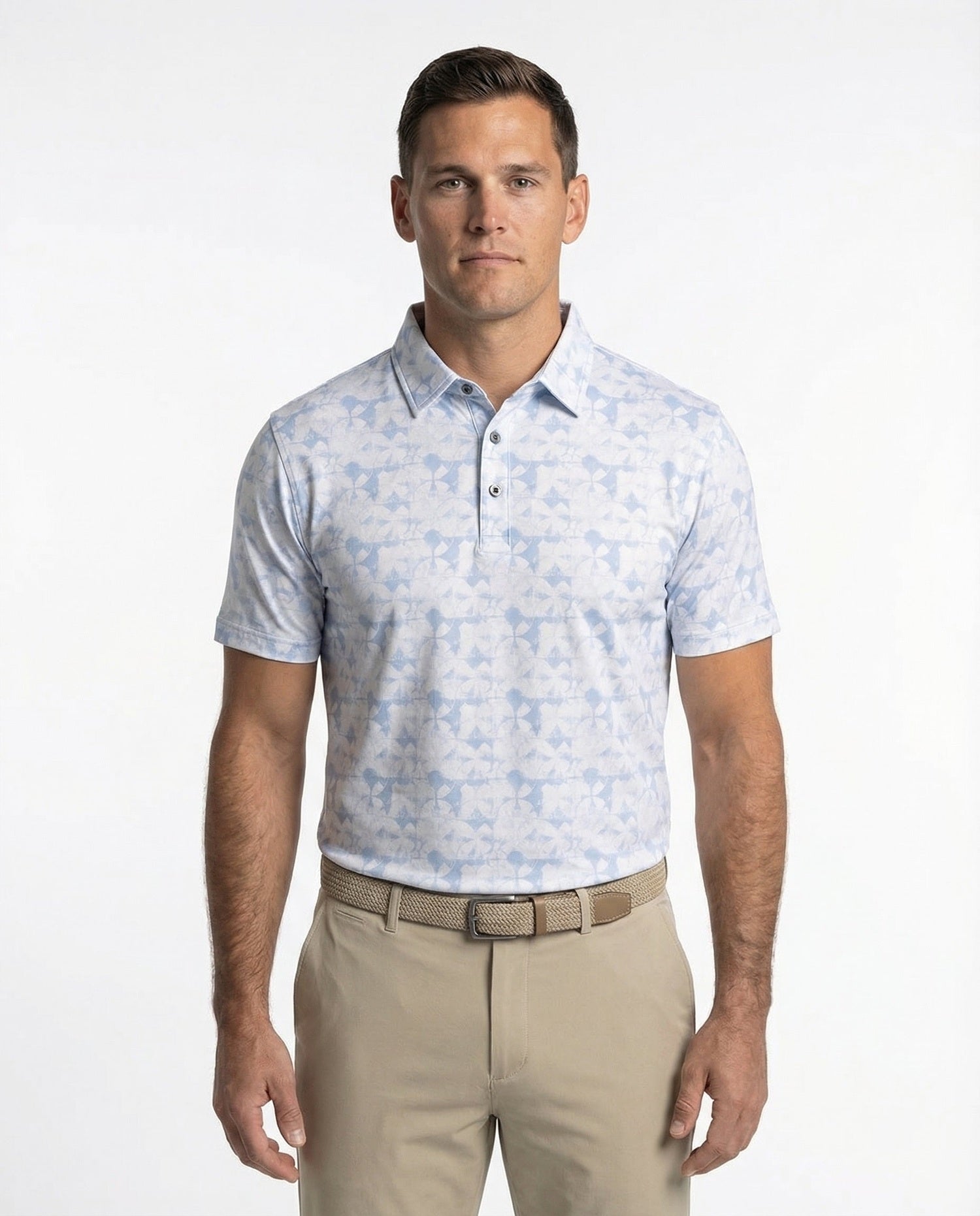Men's 3 Button Abstract Pique Polo