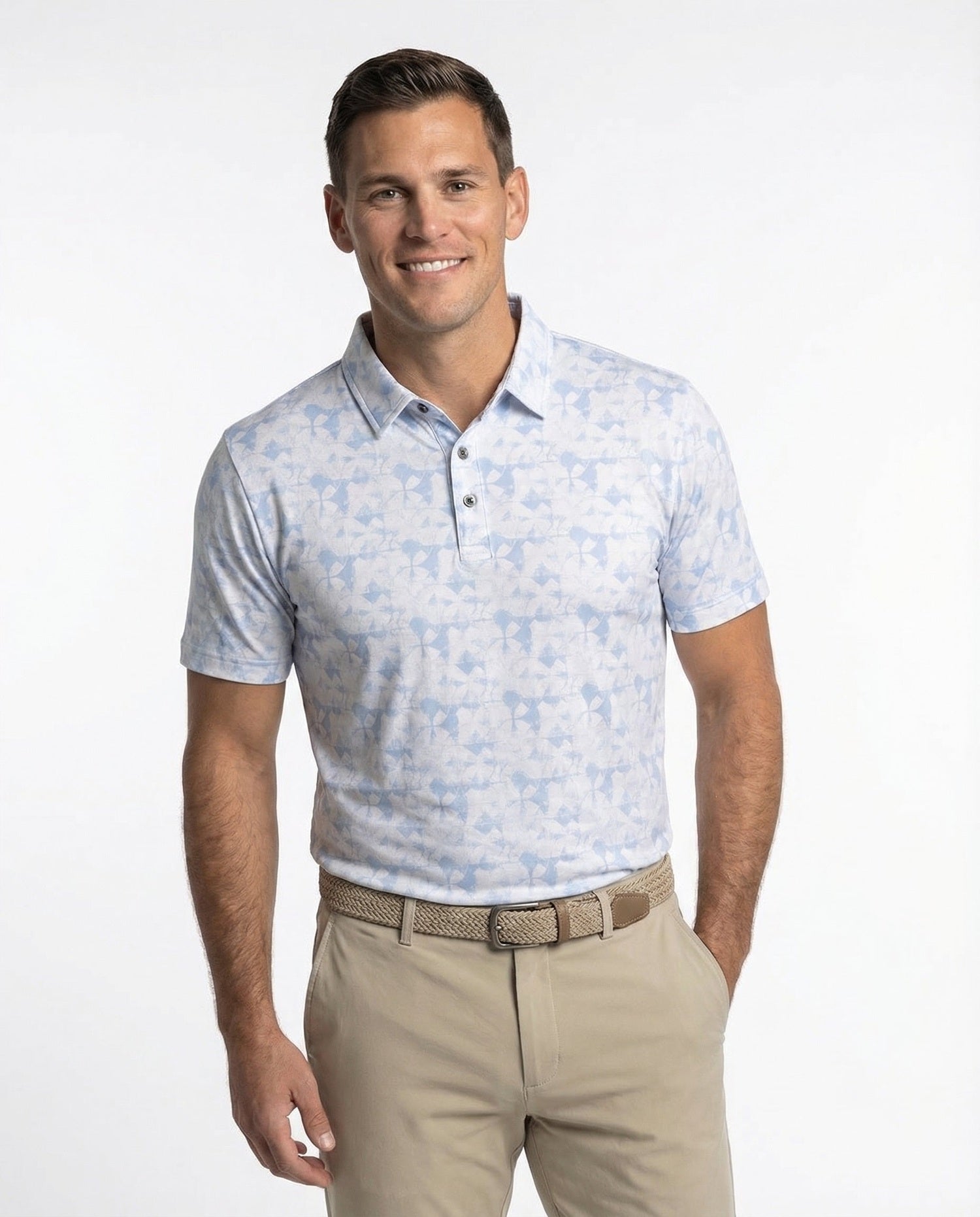 Men's 3 Button Abstract Pique Polo - Image 4