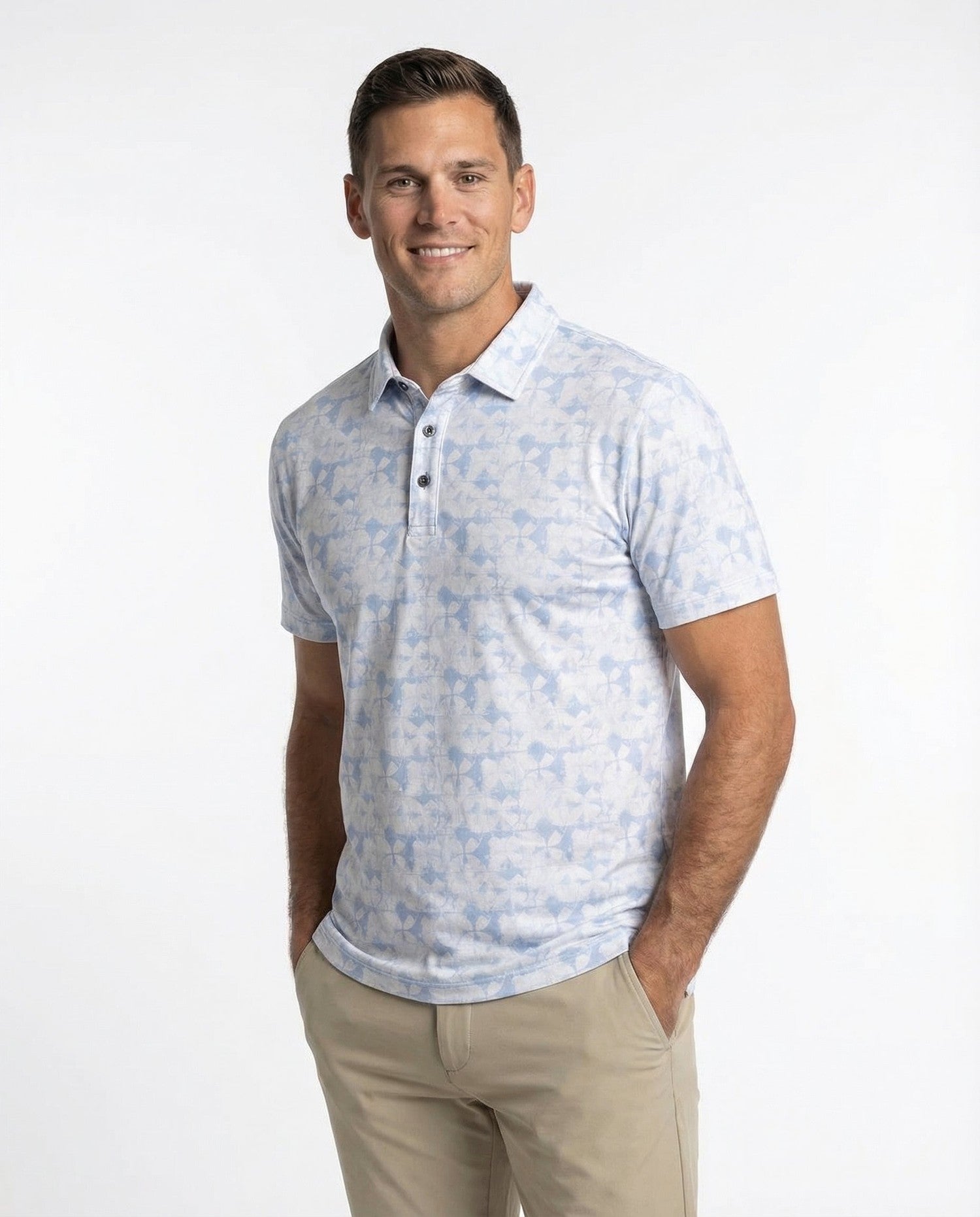 Men's 3 Button Abstract Pique Polo - Image 3