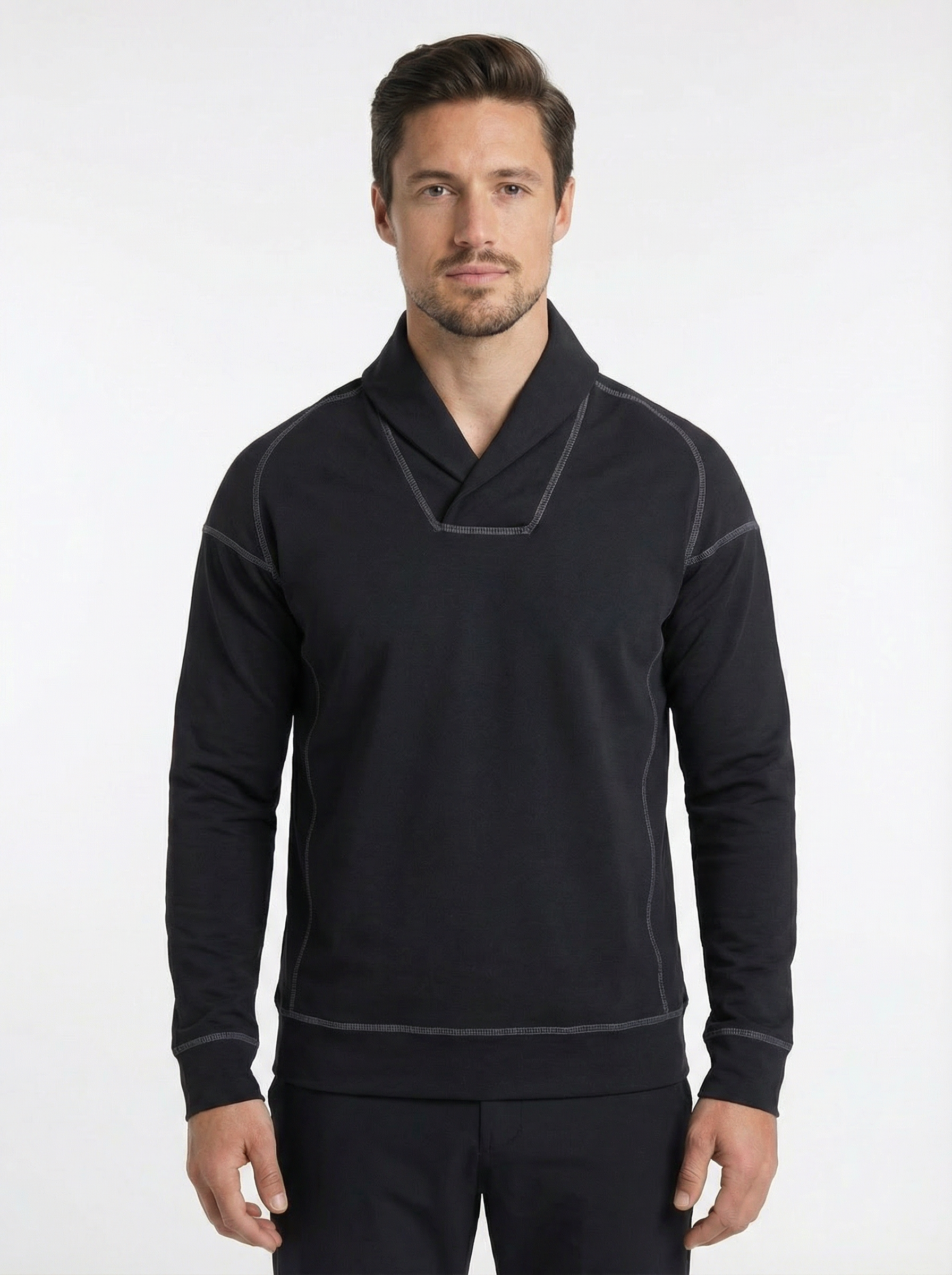 Men's Wicking Performance? Shawl Collar Pullover - Black