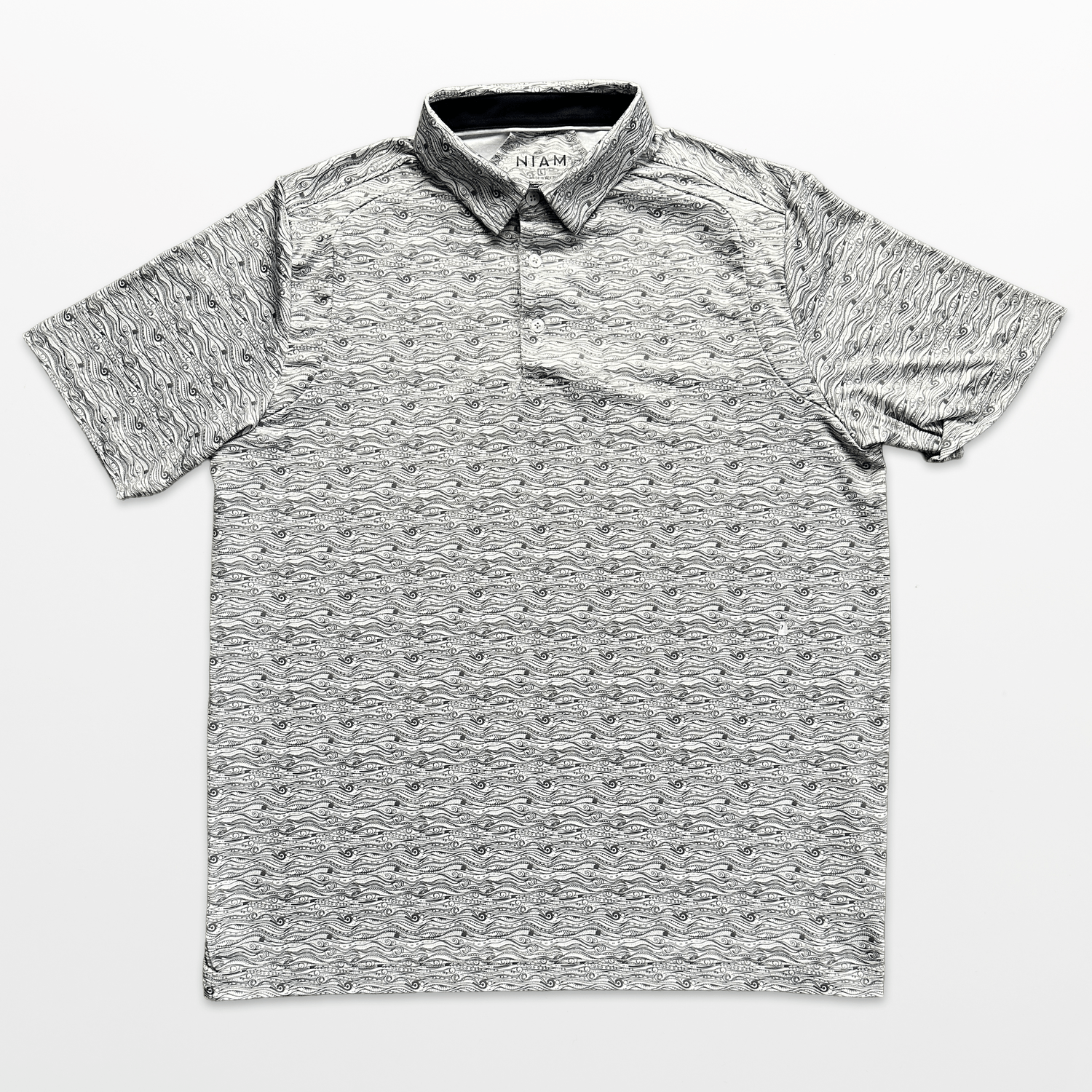 Men's 3 Button Gray Wave Polo with SwingFree? Performance - Image 7