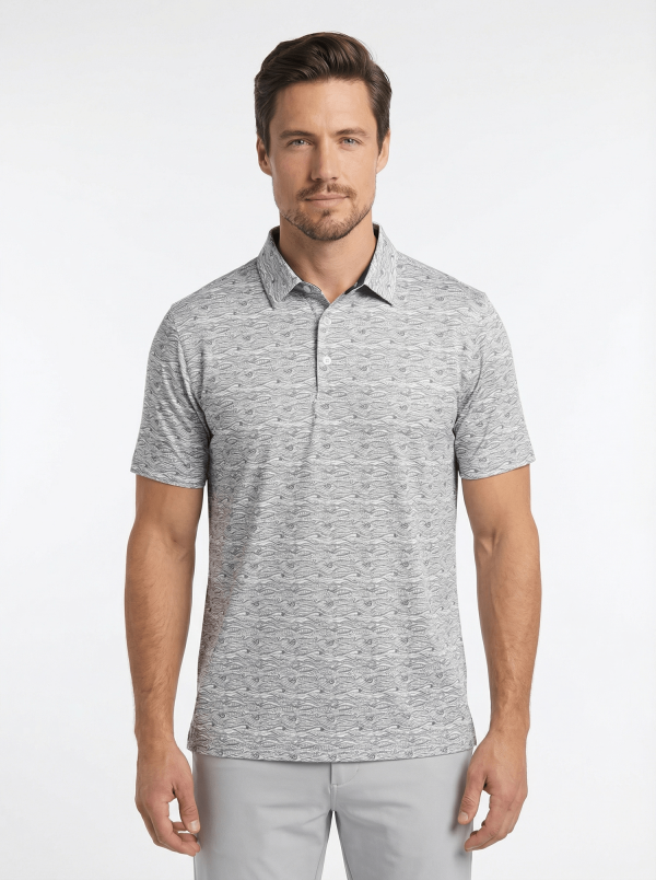 Men's 3 Button Gray Wave Polo with SwingFree? Performance