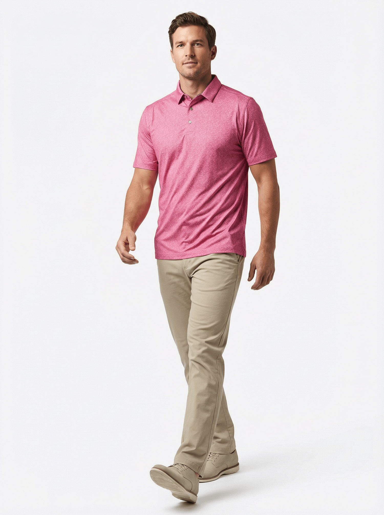 Men's 3 Button Red Floral Polo with SwingFree? Performance - Image 3