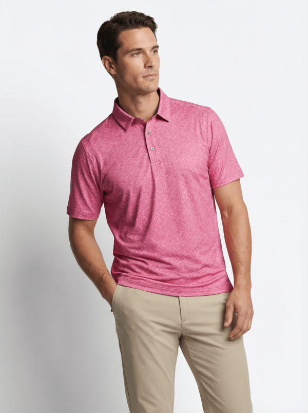 Men's 3 Button Red Floral Polo with SwingFree? Performance