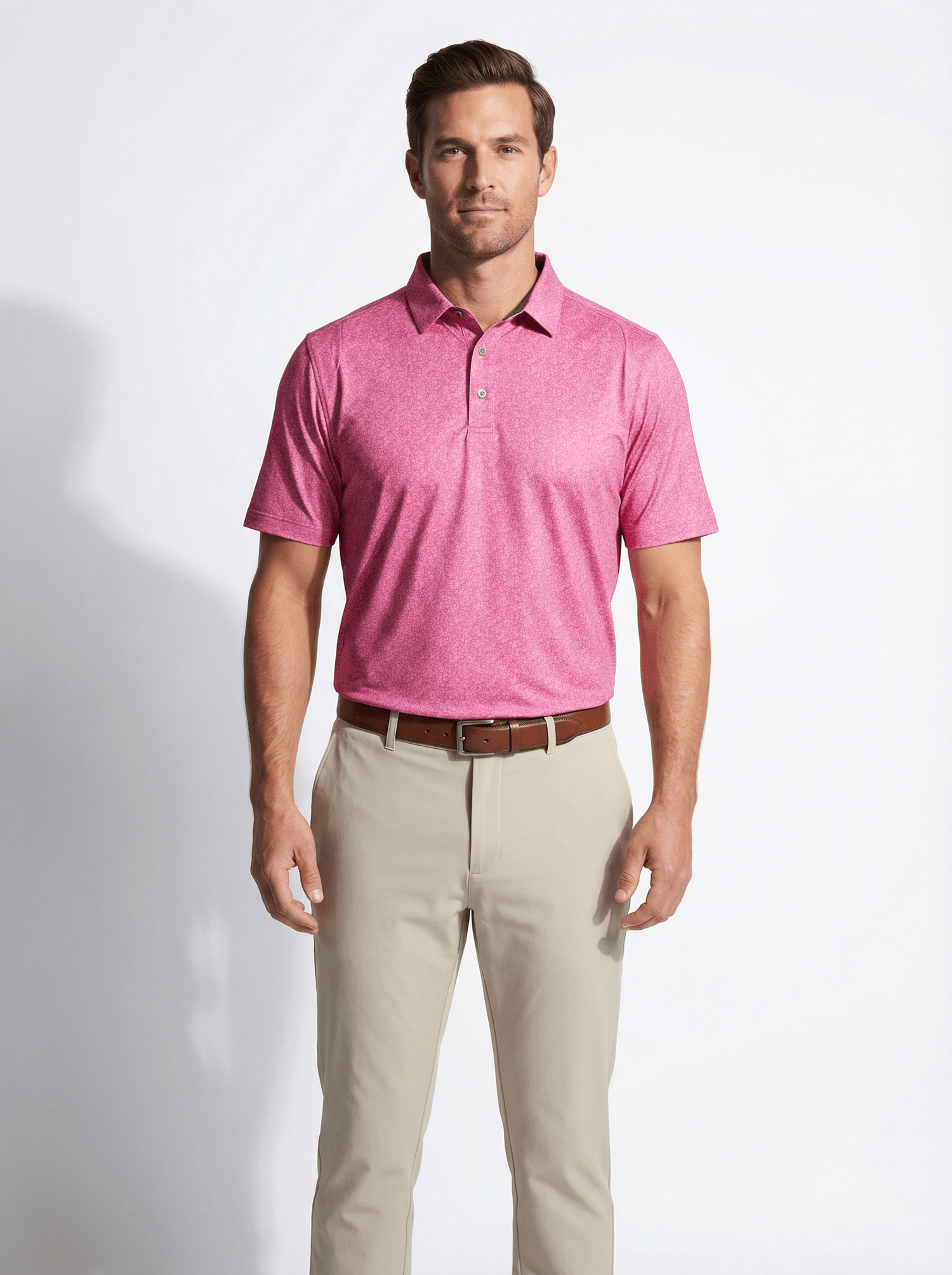 Men's 3 Button Red Floral Polo with SwingFree? Performance - Image 2
