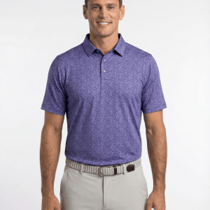 Men's 3 Button Lavender Floral Polo with SwingFree? Performance
