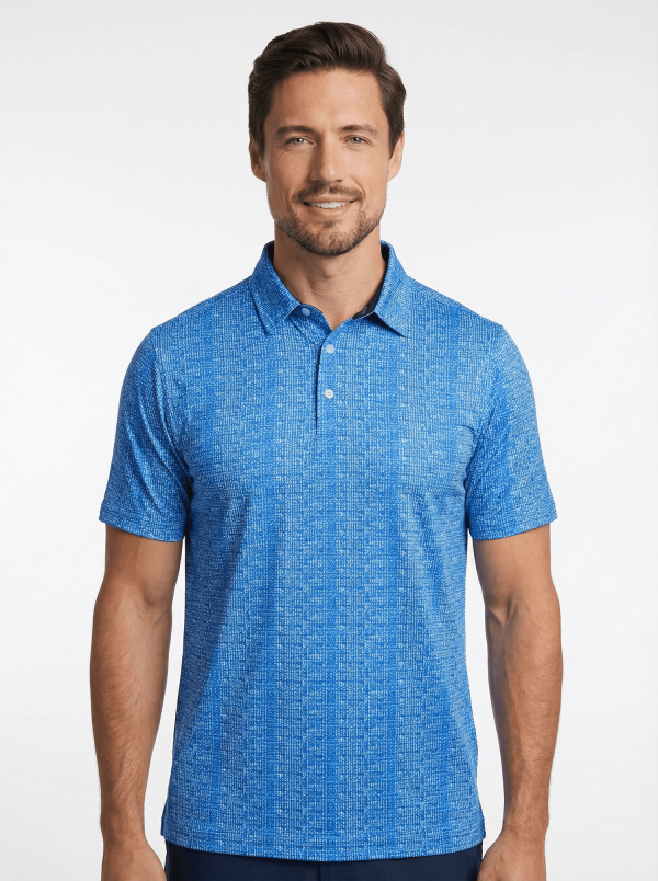 Men's 3 Button Aqua Abstract Polo with SwingFree? Performance