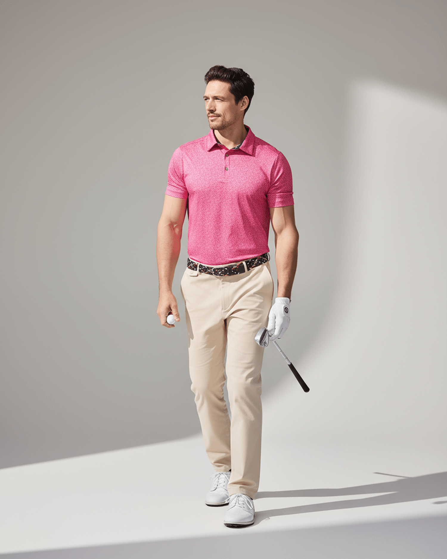 Men's 3 Button Red Floral Polo with SwingFree? Performance - Image 5