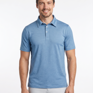 Men's 3 Button Pique Polo - Spring Blue